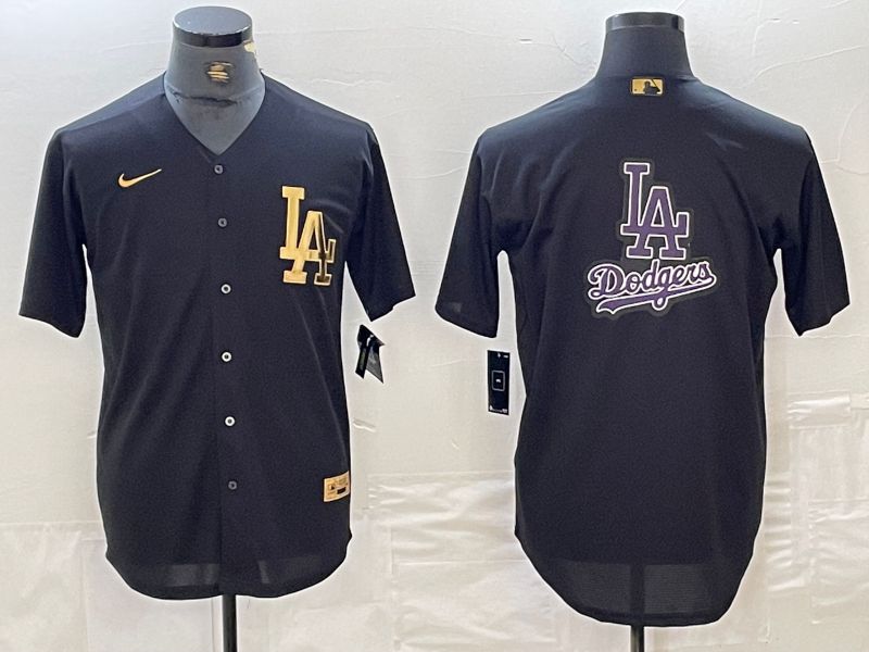 Men Los Angeles Dodgers Blank Black gold 4 th generation Nike 2024 MLB Jersey style 3